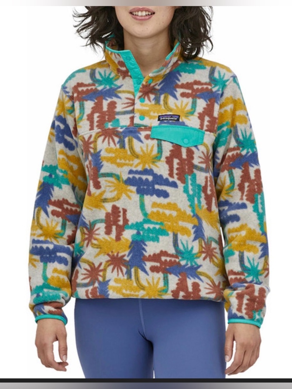 Patagonia Women's Synchilla Snap-T Fleece Pullover Tree Connection & Fresh Teal